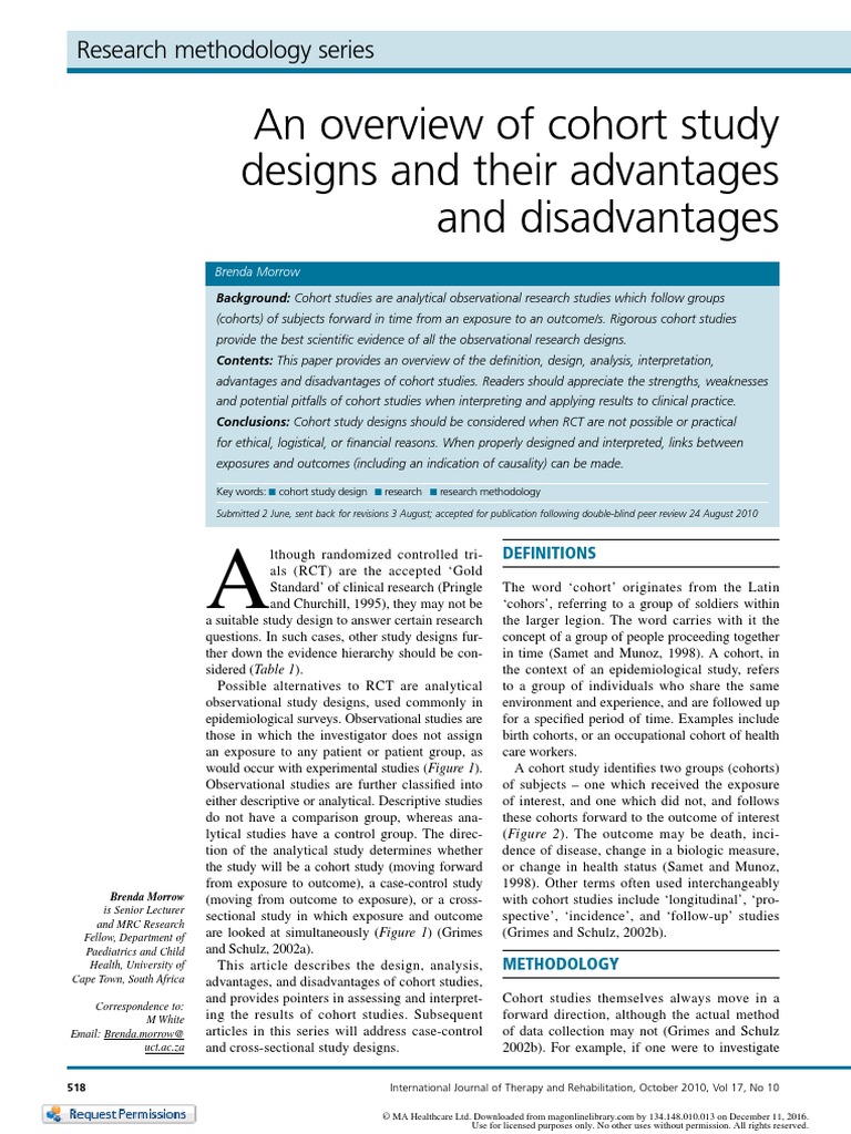 Cohort Morrow2010 Pdf Cohort Study Randomized Controlled Trial