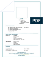 Sample Format of CV