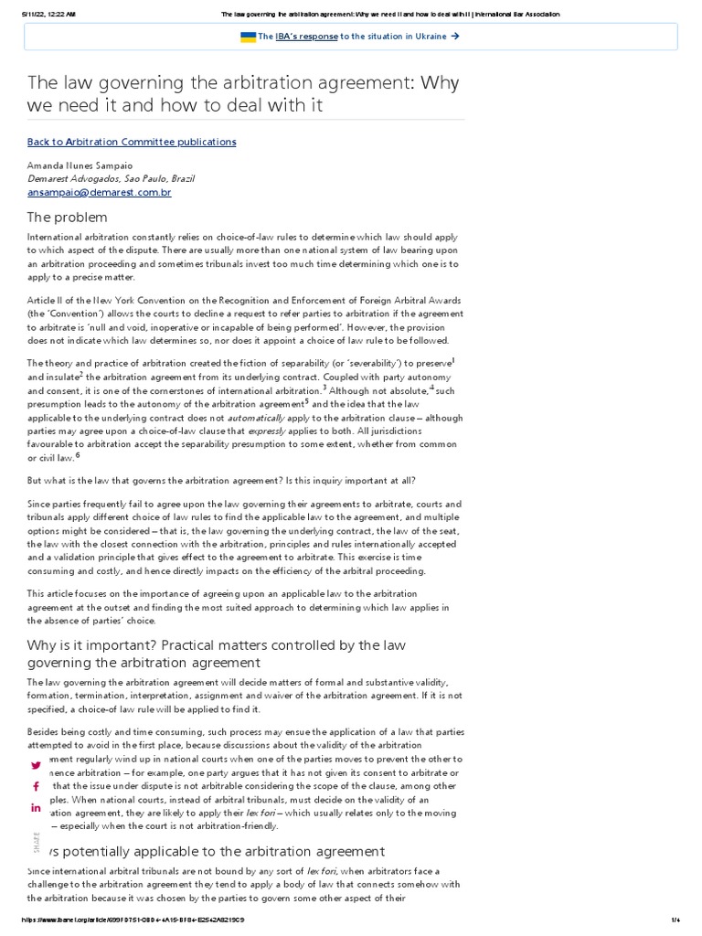 Arbitration Law: Key Considerations | PDF | Arbitration | Choice Of Law