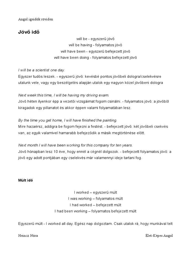 Angol Igeidok Roviden | PDF