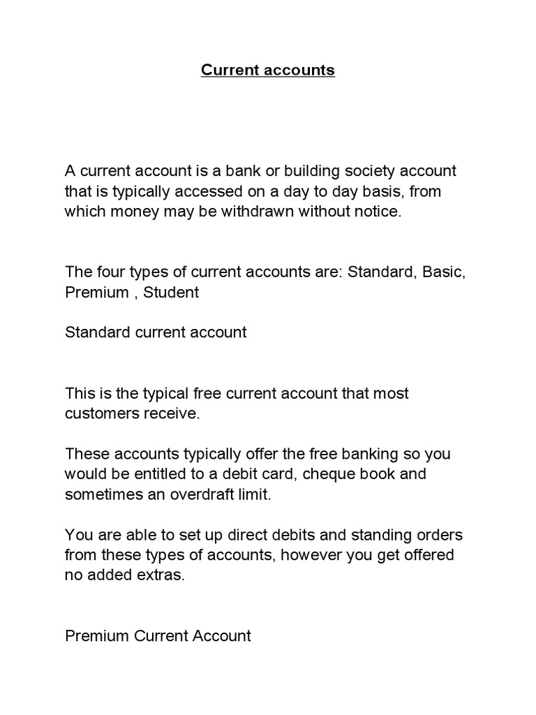 Current Accounts | PDF | Transaction Account | Banks