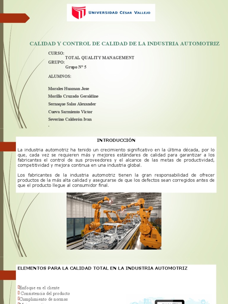 Control de Calidad en la Industria Automotriz | PDF | Calidad ...
