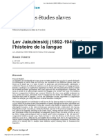 Lev Jakubinskij (1892-1945) Et L'histoire de La Langue