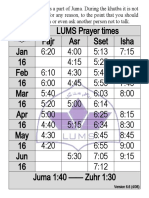 LUMS Prayer Times (2 Pages)
