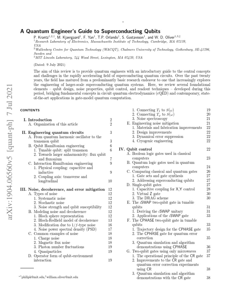A Quantum Engineer's Guide To Superconducting Qubits (Dated 9 July