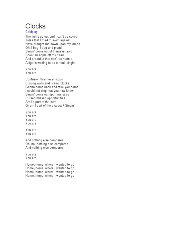 Coldplay Clocks PDF