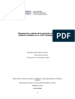 Experiencias y Efectos de La Privación de Libertad en Hombres Recluidos en C.D.P Santiago Sur, Chile