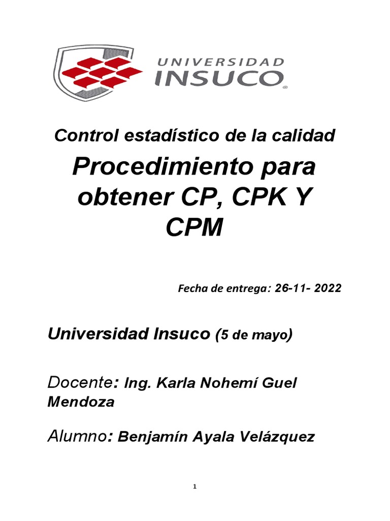 Capacidad de Proceso: CP, CPK y CPM | PDF | Estadísticas | Software