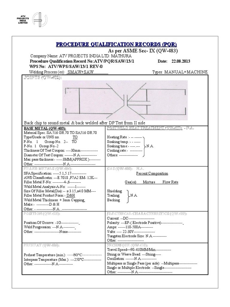 Procedure Qualification Records (PQR) PDF Welding Construction