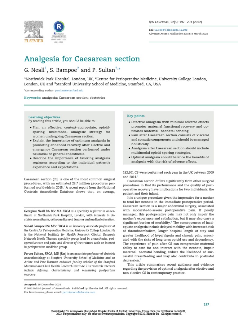 BJAEd Analgesia For Caesarean Section PDF Analgesic Opioid BJAEd Analgesia For Caesarean Section PDF Analgesic Opioid