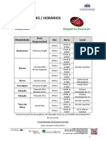 Desporto Escolar Modalidades - Horários