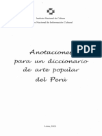 CNIC 2001 Anotaciones para Un Diccionario de Arte Popular Del Perú