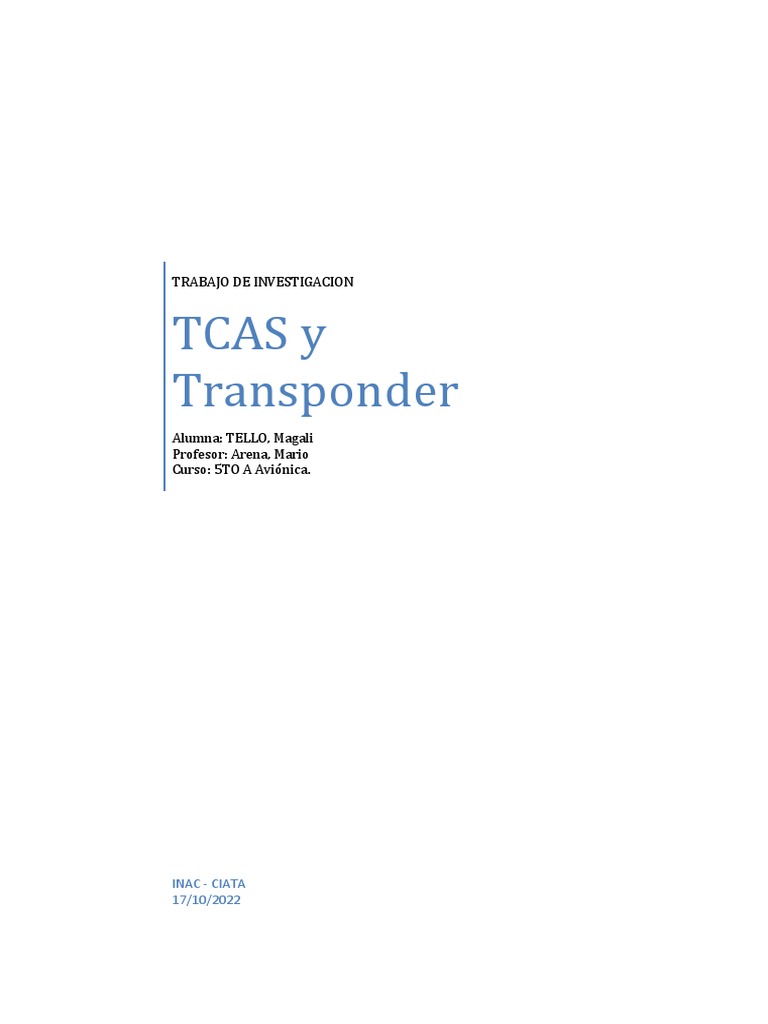 Significado y función del TCAS | PDF | Telecomunicaciones | Transporte