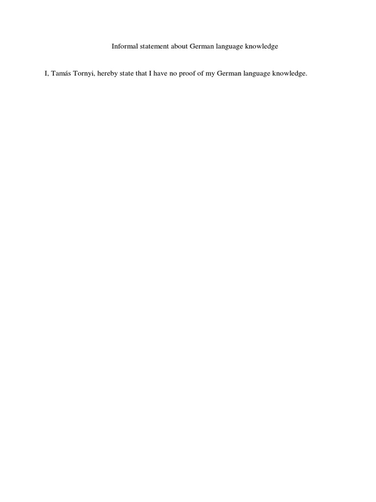 German Language Knowledge Statement | PDF