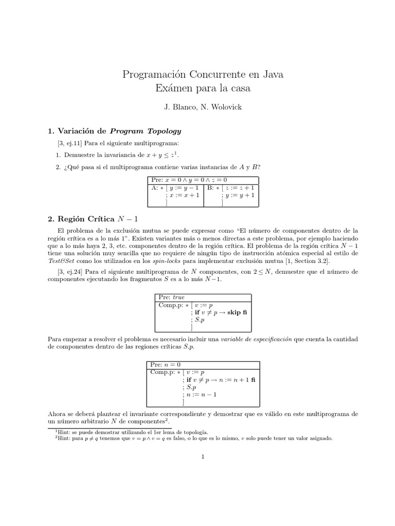 Programacion Concurrente en Java Examen | PDF | Gestión de tecnología ...