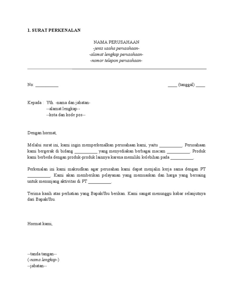 Surat Perkenalan I