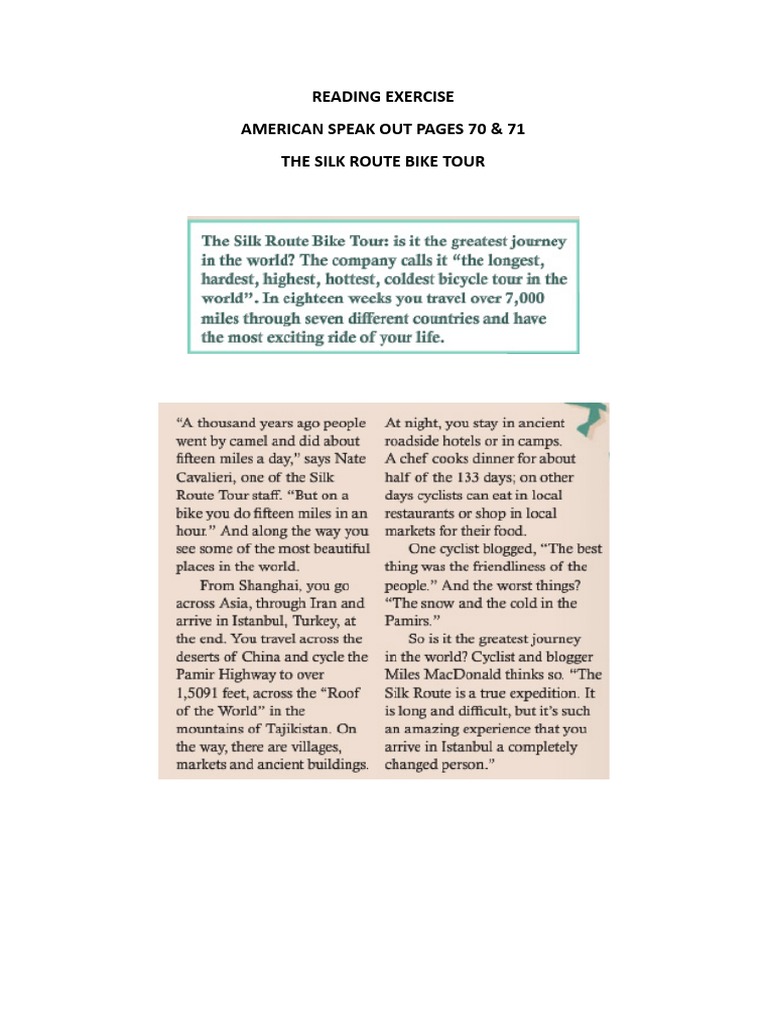 Reading Exercise Pdf Sports Recreation Home Garden