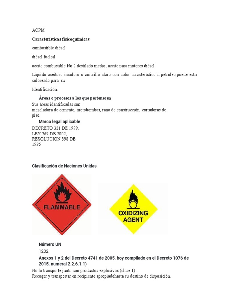 ACPM | PDF | Combustibles | Agua