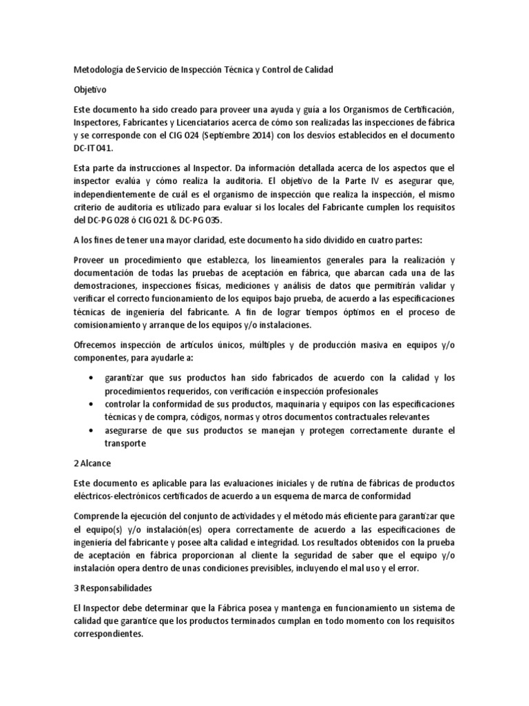 Inspección Técnica y Control de Calidad | PDF | Calidad (comercial ...