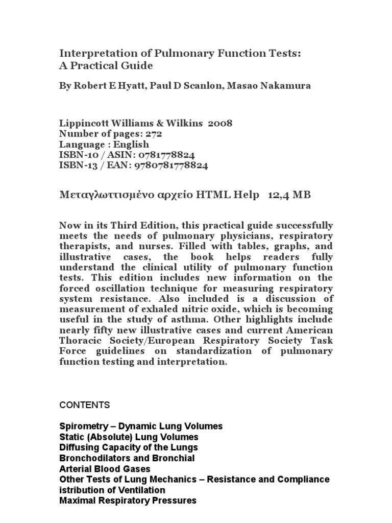 Interpretation of Pulmonary Function Tests A Practical Guide 3rd ...