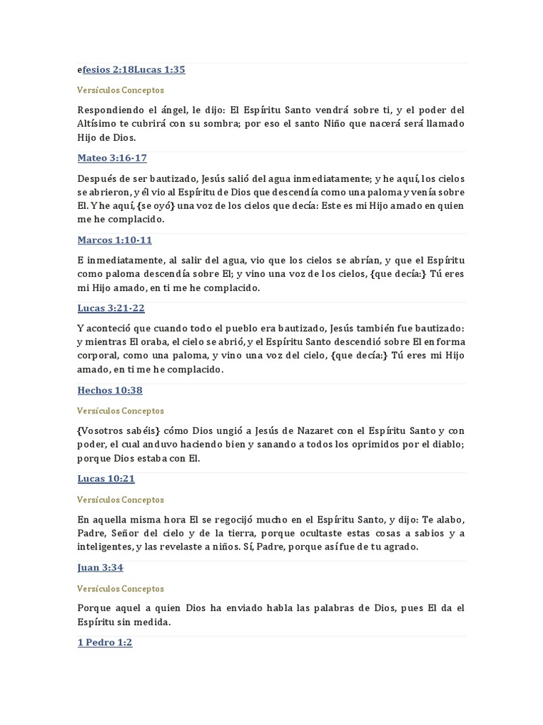 Versículos sobre la Trinidad en la Biblia | PDF | Jesús | espíritu Santo