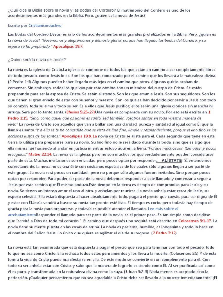 Revelacion de Las Bodas Del Cordero | PDF | Libro de revelación | Cristo  (título), image size:768x1024