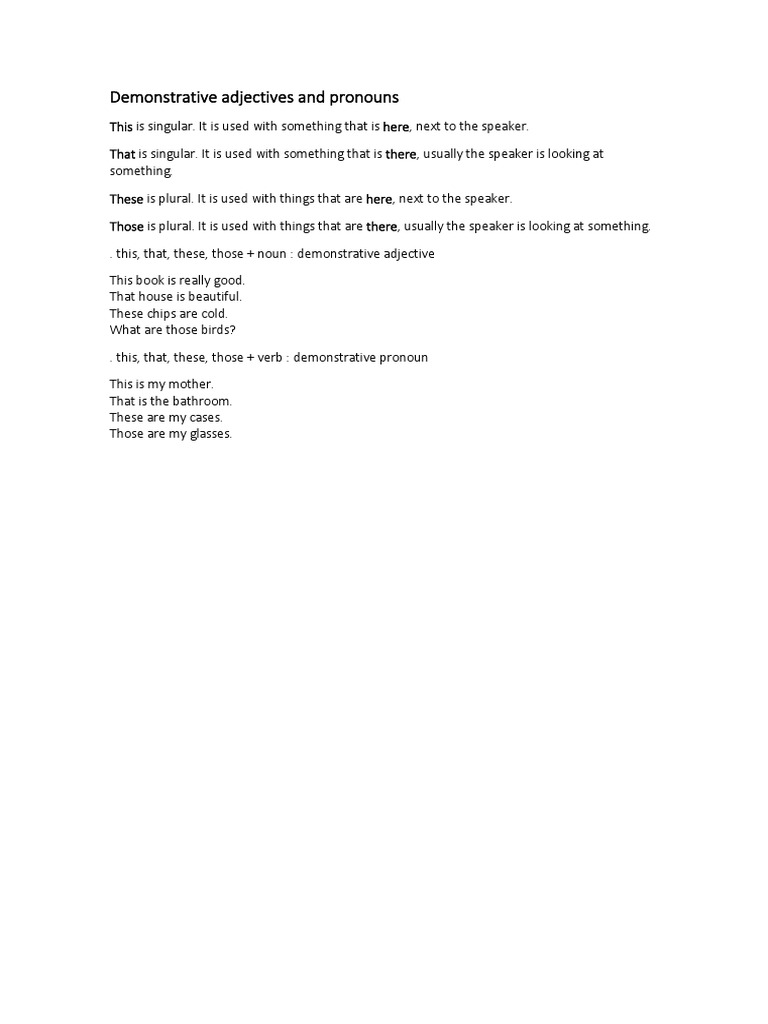 Demonstrative Pronouns and Adjectives Guide | PDF | Philosophy ...