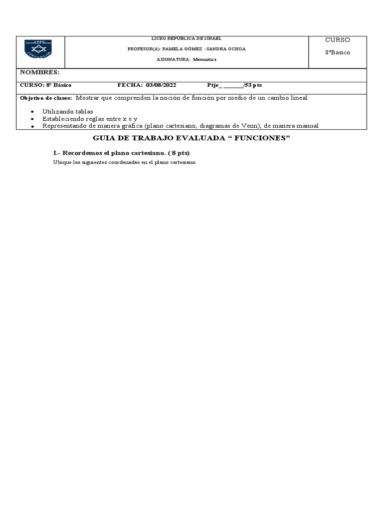 Funciones lineales guia evaluada pdf matem ticas