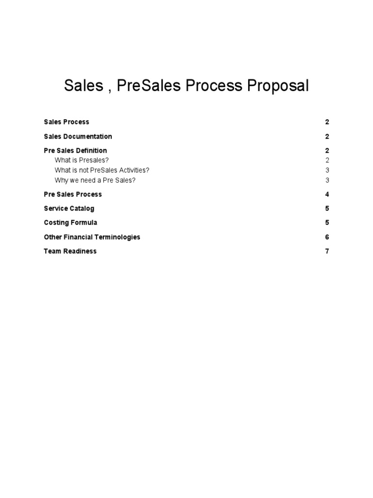 PreSales Process Overview and Proposal | PDF | Sales | Cost Of Goods Sold