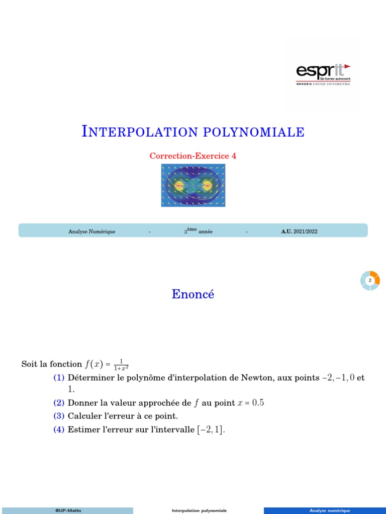 Correction d'exercices d'interpolation | PDF | Analyse numérique ...