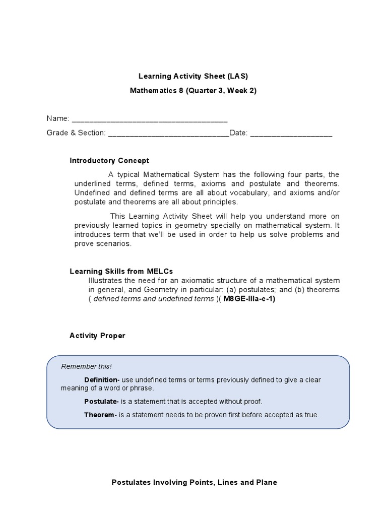 Understanding mathematical systems a learning activity on defined