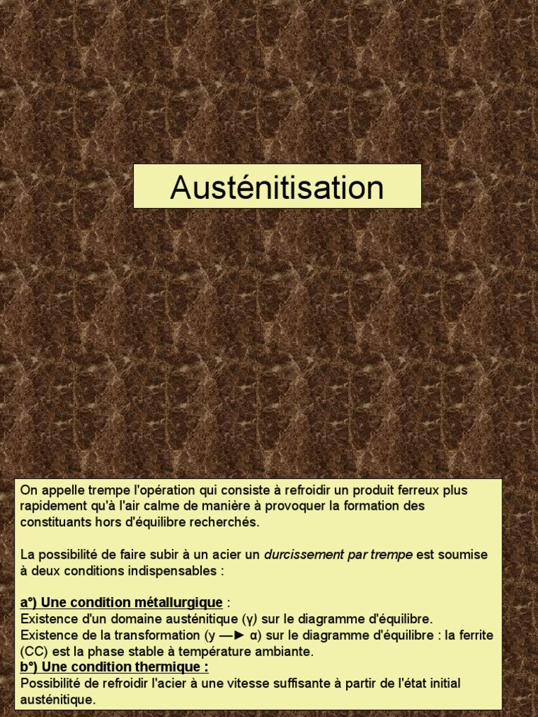 Conditions d'austénitisation des aciers | PDF