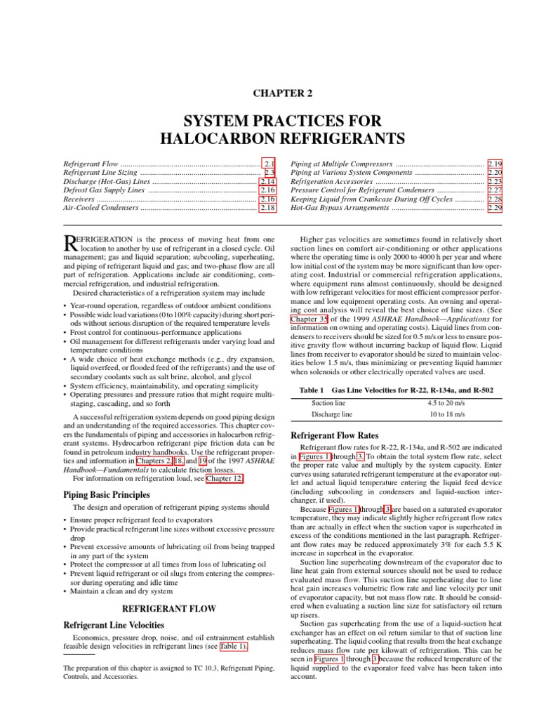System Practices For Halocarbon Refrigerants Refrigerant Flow Rates