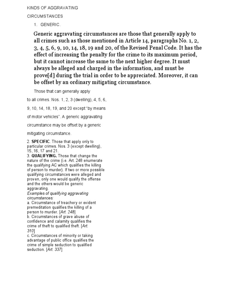 Types of Aggravating Circumstances | PDF