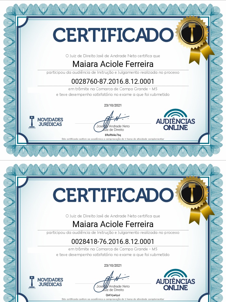 Certificado de Audiência Online | PDF