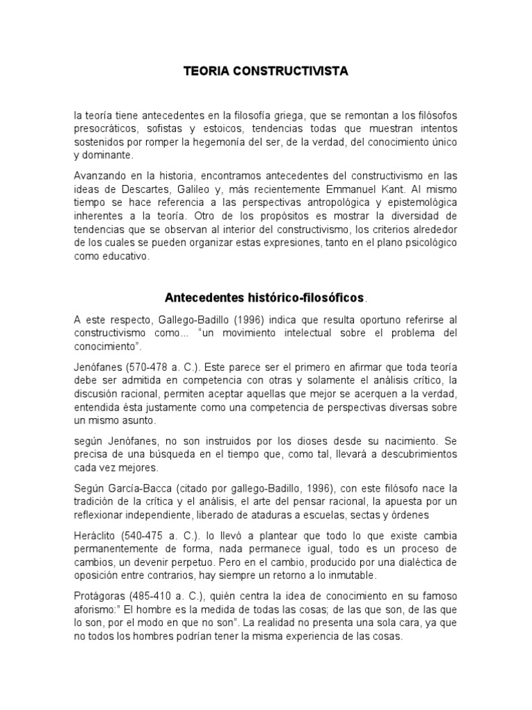 Teoria Constructivista | PDF | Constructivismo (filosofía de la ...