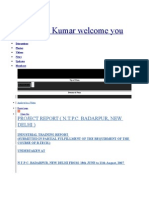 Ashutosh Kumar Welcome You: Project Report (N.T.P.C. Badarpur, New Delhi)