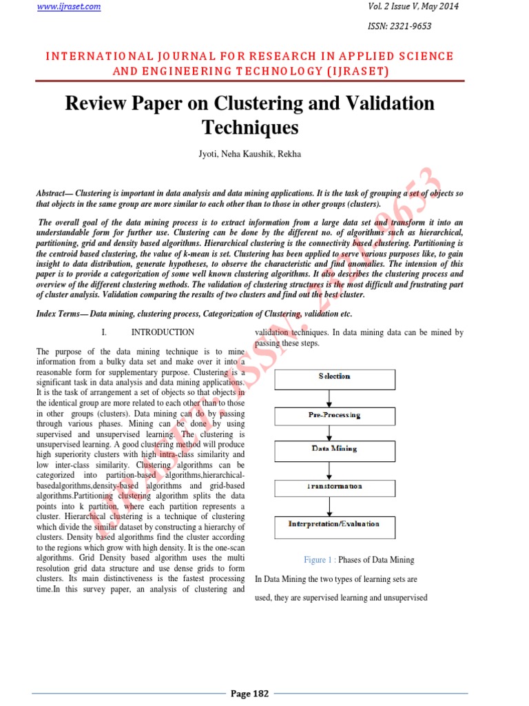Review Paper On Clustering and Validation Techniques | Download Free ...