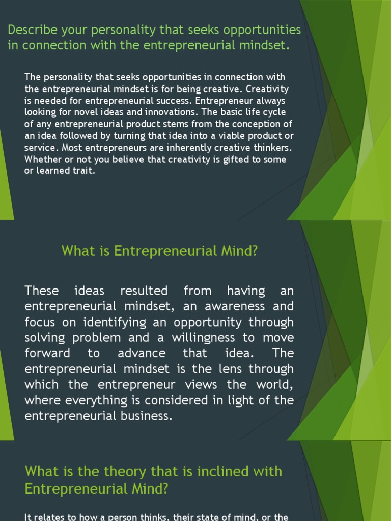 Entrep Mind Powerpoint | PDF | Entrepreneurship | Mindset