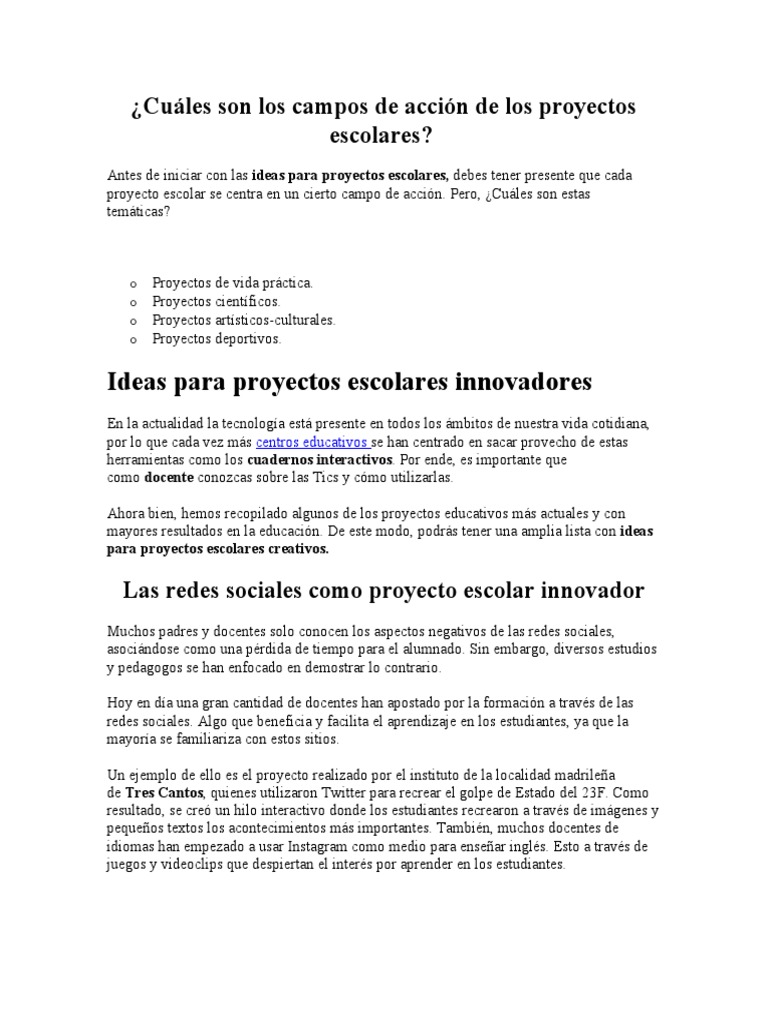 Ideas Innovadoras para Proyectos Escolares | PDF | Residuos | Método de ...