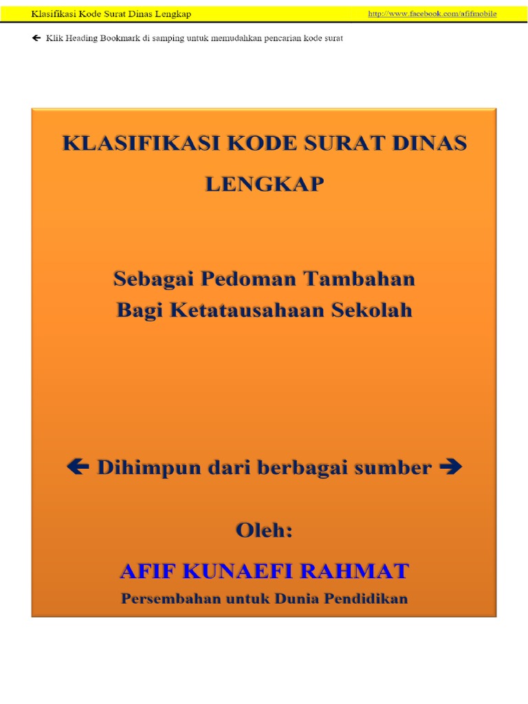 Klasifikasi Kode Surat Dinas Lengkap. | PDF