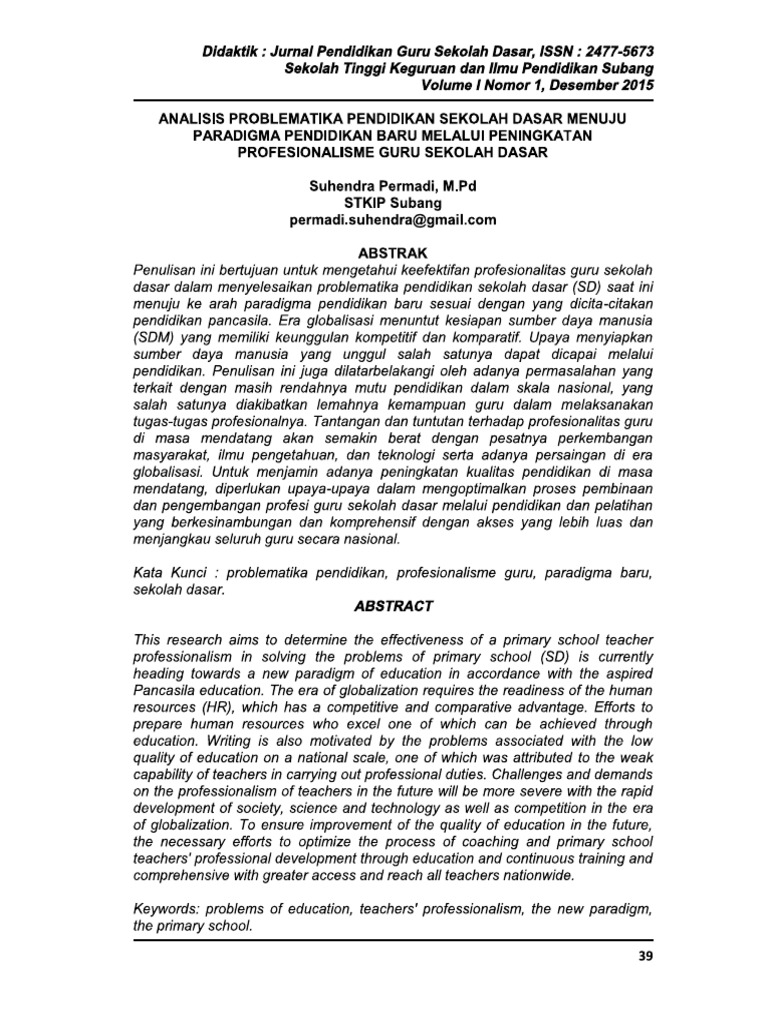 Jurnal Pendidikan Guru Sekolah Dasar | PDF