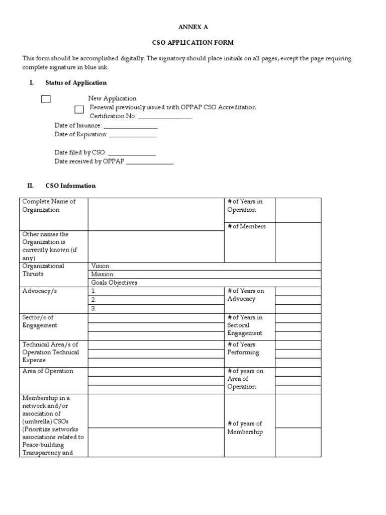 CSO Application Form Instructions | PDF | Peacebuilding | Governance