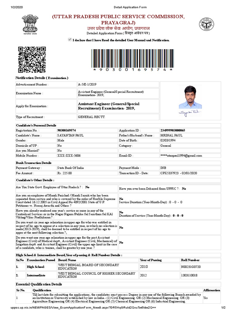 Print Application FormUPPSC | PDF | Academic Degree | Engineering