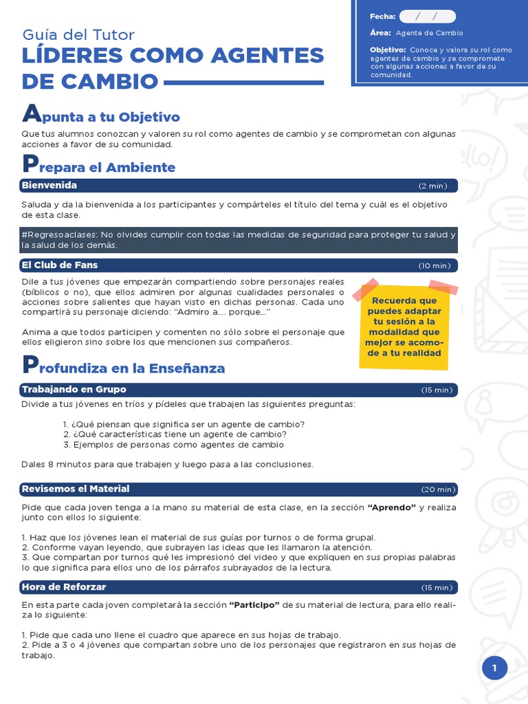 Líderes Como Agentes De Cambio 1 Pdf Pensamiento Liderazgo
