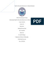 Report 2- Measuring the Big Five Personality Dimensions of a Human Participant