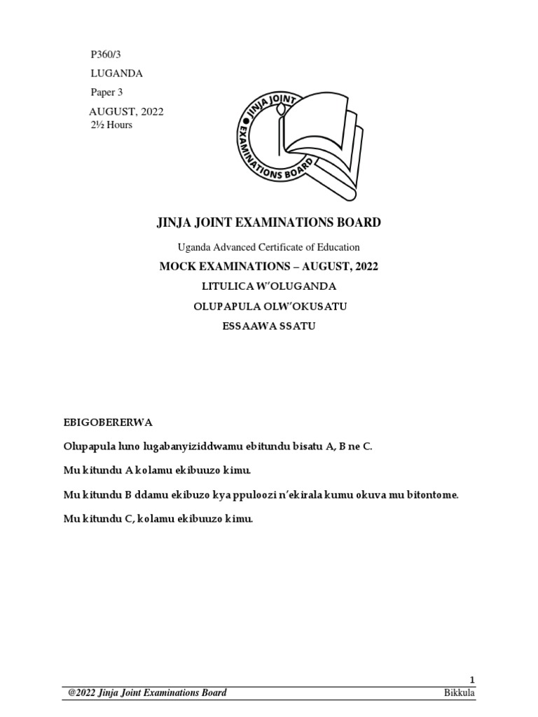 A.JJEB.S6 Luganda 3 | PDF