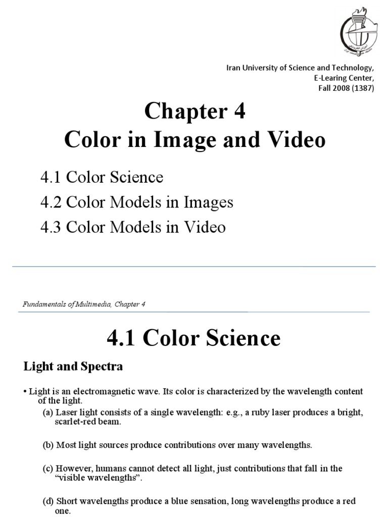 Color Science in Multimedia Systems | PDF | Visual Perception | Image ...