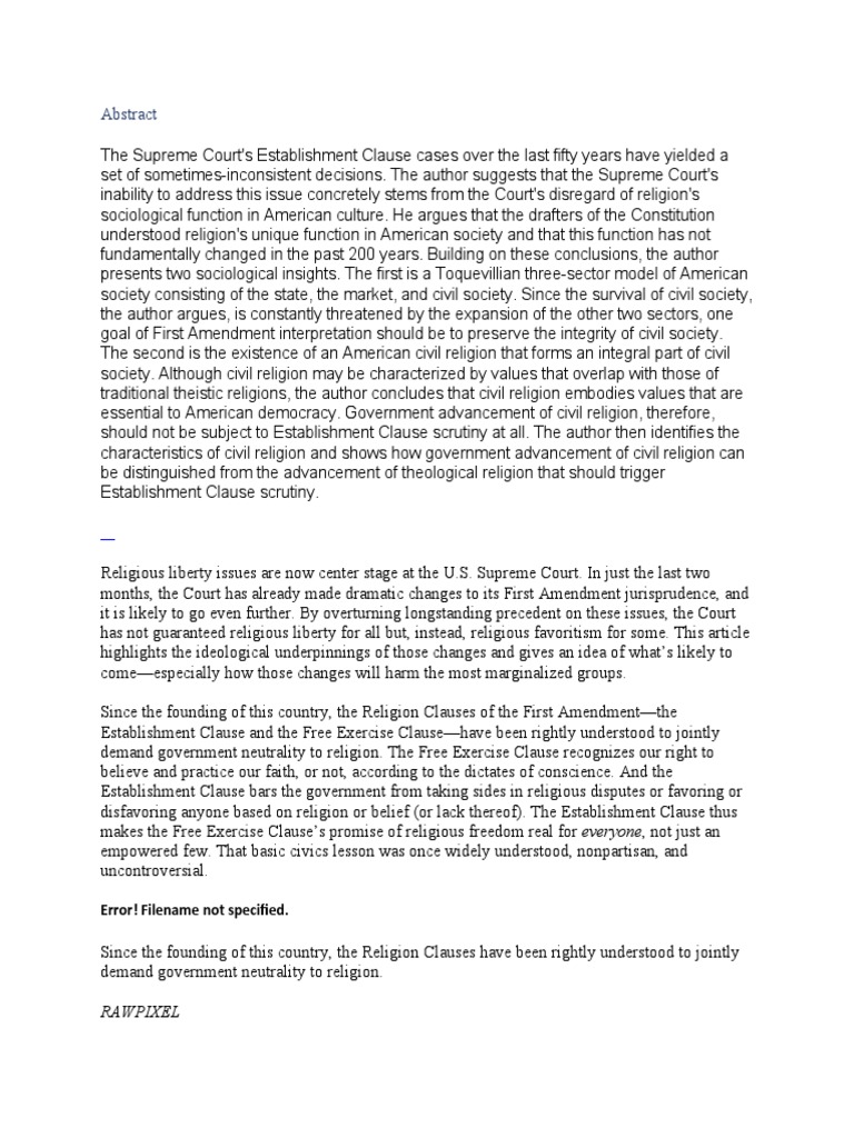 Criticism of The Interpretation On Establishment Clause PDF Free