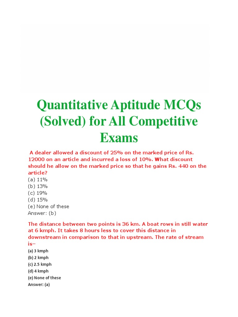 Quantitative Aptitude MCQs for Exams | PDF | Economies